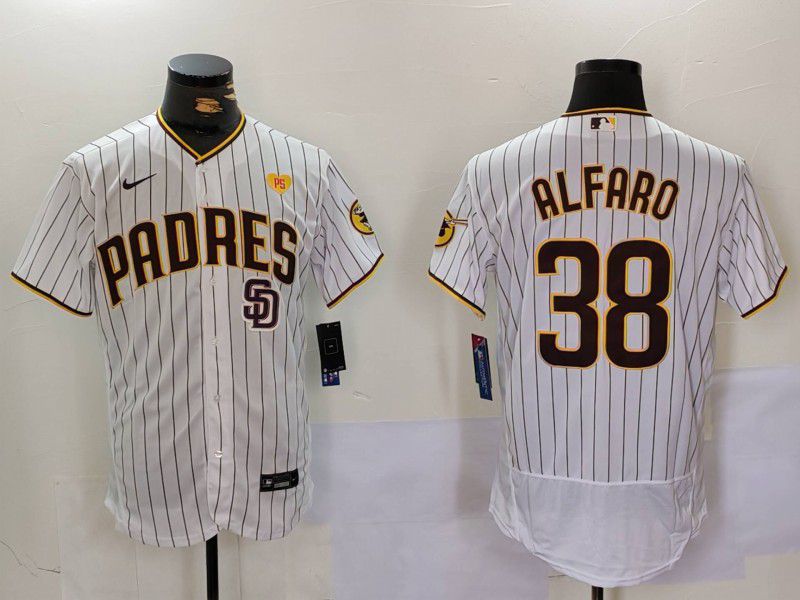 Men San Diego Padres #38 Alfaro White stripe Elite 2024 Nike MLB Jersey style 9025